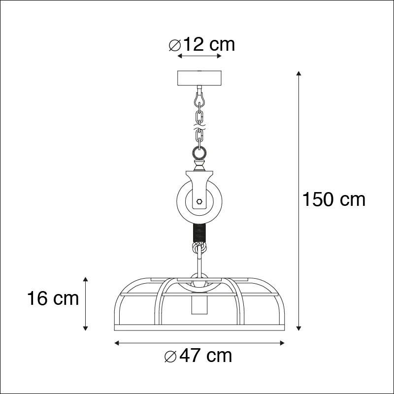 Candeeiro industrial suspenso de aço preto - Camelot Industrial