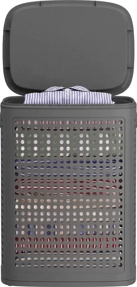 Cesto de roupa suja em plástico, cesto de 75 L, 42,5 x 33 x 57 cm cinzento escuro
