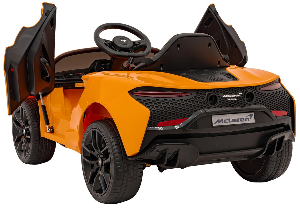 Carro elétrico para Crianças 12V 4x4 Mclaren Artura Rodas de EVA, Assento de couro Laranja