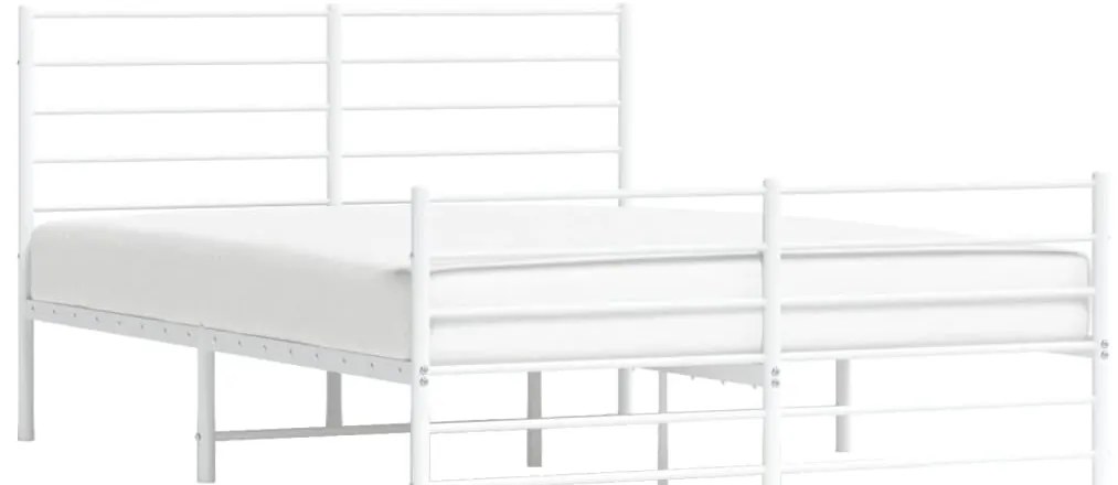 Estrutura de cama com cabeceira e pés 140x190 cm metal branco