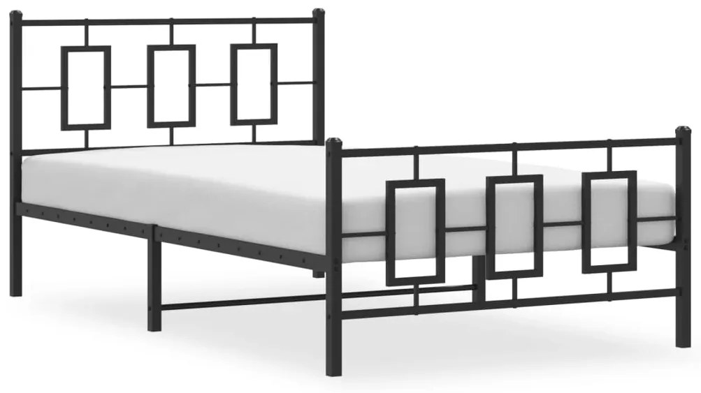 Estrutura de cama com cabeceira e pés 107x203 cm metal preto