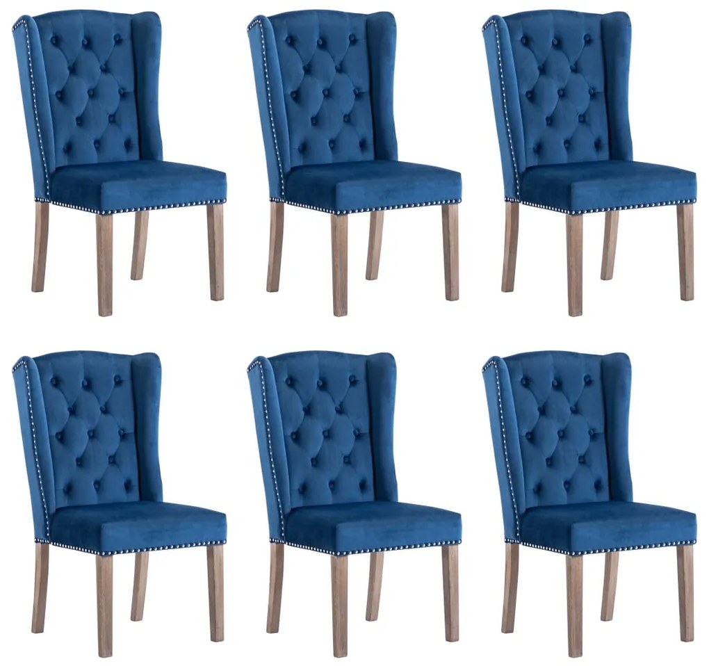 Cadeiras de jantar 6 pcs veludo azul