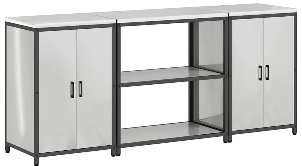 Conjunto de Armazenamento de Cozinha com prateleira 3 pcs Prata