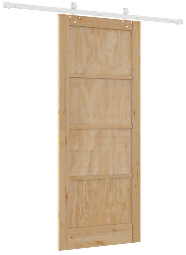 Porta Deslizante vidaXL com Conjunto de Ferragens 83x202 cm Madeira Só