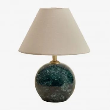 Lâmpada De Mesa Em Pedra Natural Marvexi Mármore Verde Udaipur & Branco Ø20 Cm - ↑10 Cm Menorca - Sklum