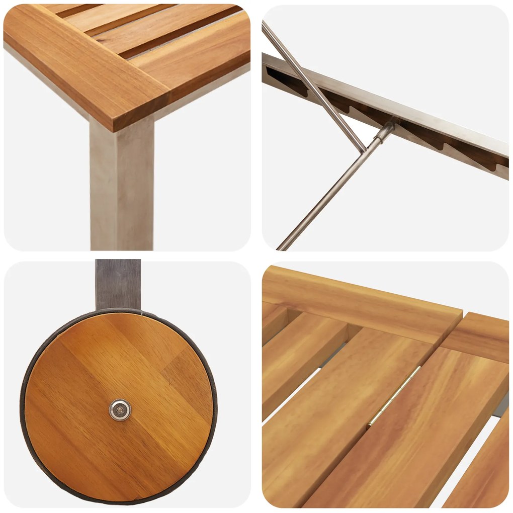 Conjunto de 2 pcs de Cadeiras de Sol vidaXL com Mesa de Madeira de Acá