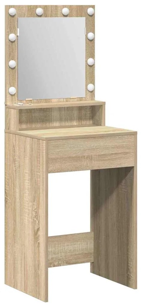 Mesa de Maquiagem com Luzes LED em Carvalho Sonoma, 50x41x135 cm