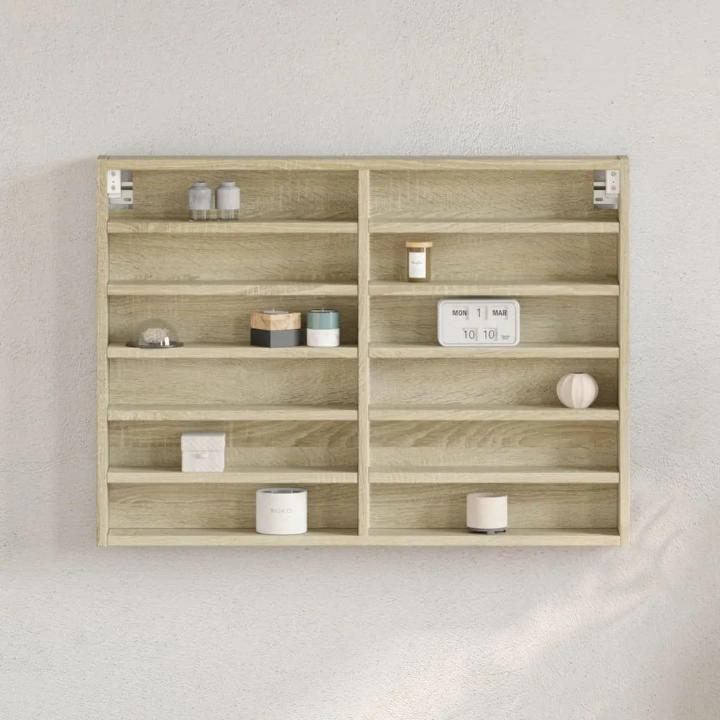 vidaXL Armário vitrine 80x8,5x58 cm derivados madeira carvalho sonoma