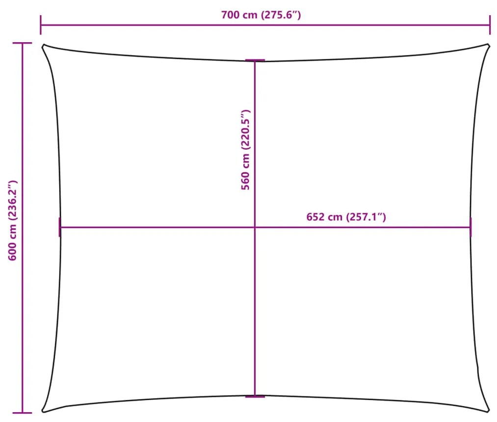 Para-sol estilo velo tecido oxford retangular 6x7 m branco