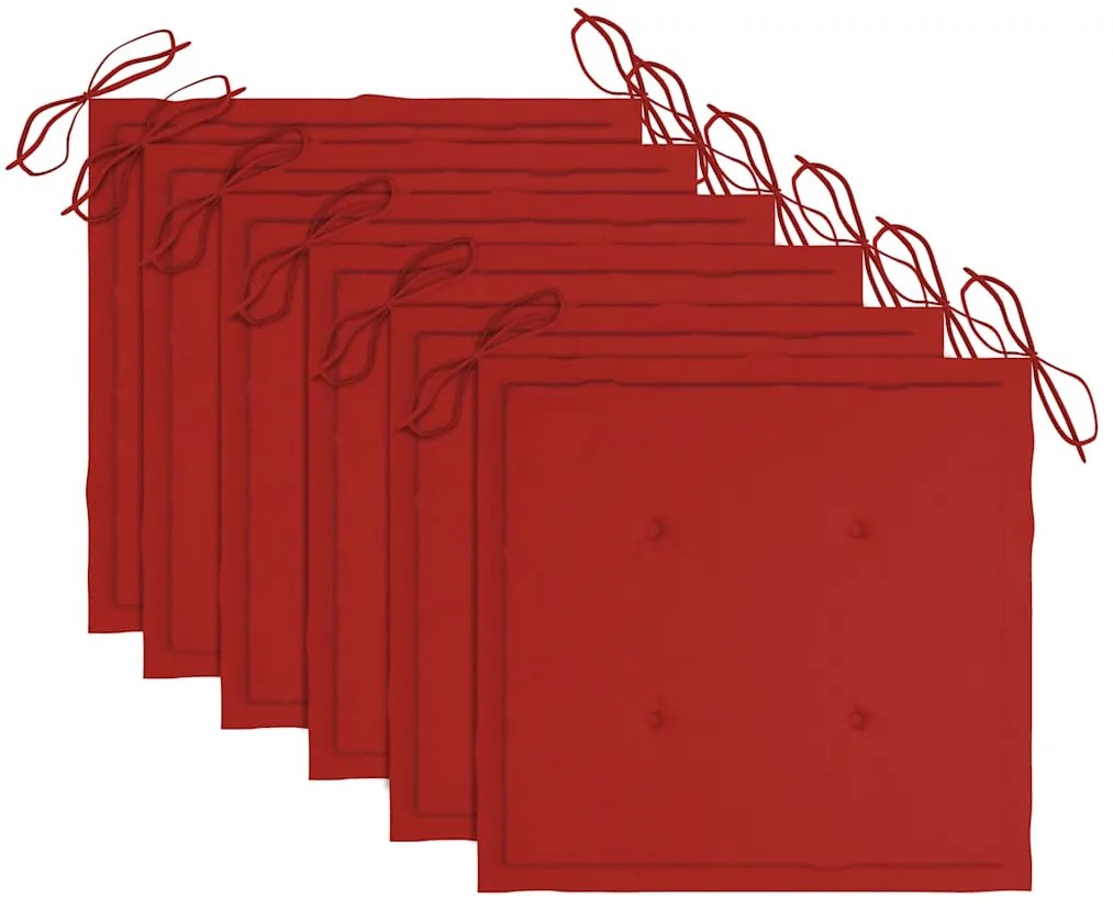 Cadeiras exterior dobráveis c/ almofadões 6 pcs acácia maciça