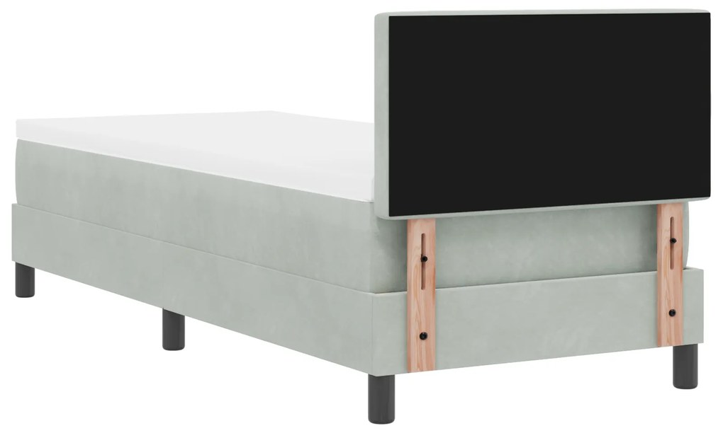 Cama Box com Colchão vidaXL Cinza Claro 80x200 cm Veludo