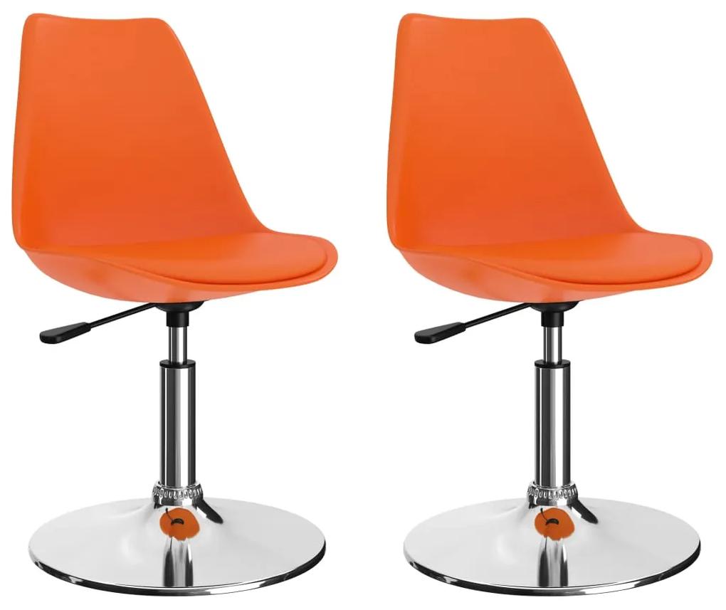 324217 vidaXL Cadeiras de jantar giratórias 2 pcs couro artificial laranja