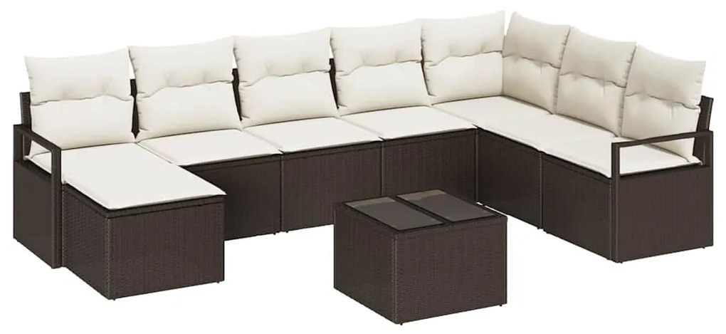 Conjunto de Sofá de Jardim em 8 Peças com Almofadas de Rattan Sintétic
