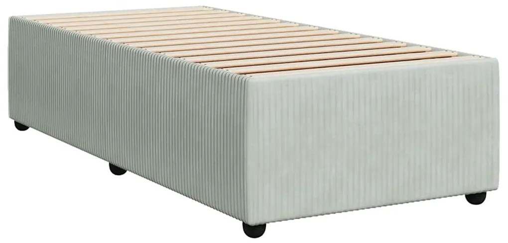 Cama com molas/colchão 90x200 cm veludo cinza-claro