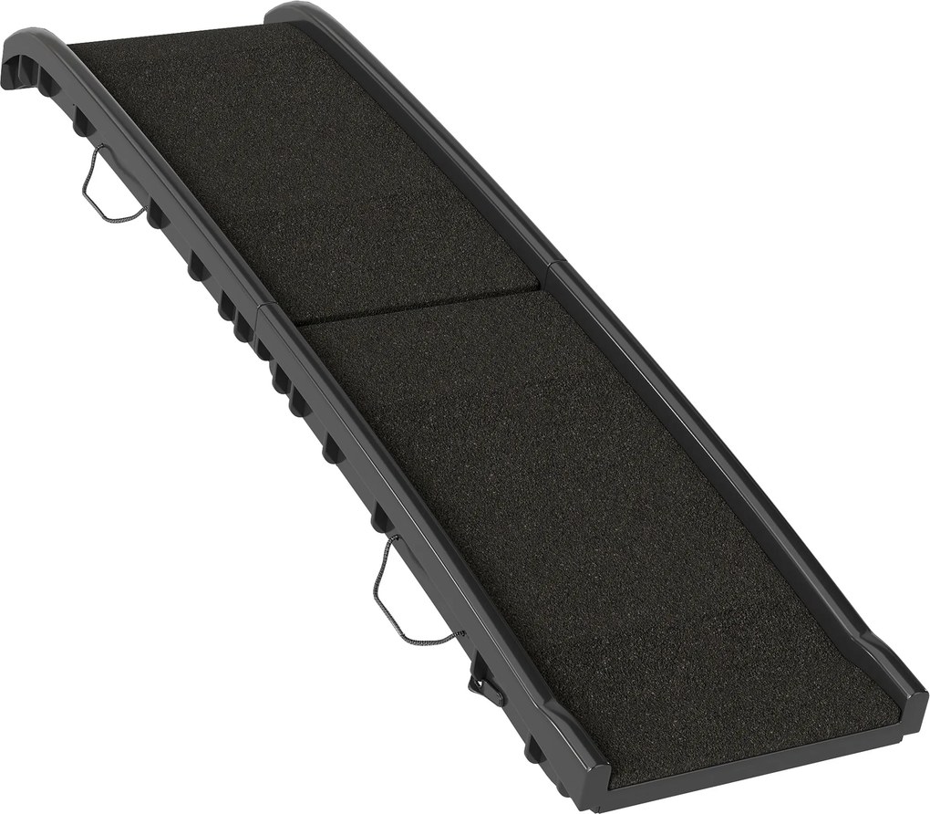 PawHut Rampa dobrável para cães, escada para cão em PP com inclinação suave e superfície antiderrapante, 155x38,5x15,5cm, preto | Aosom Portugal
