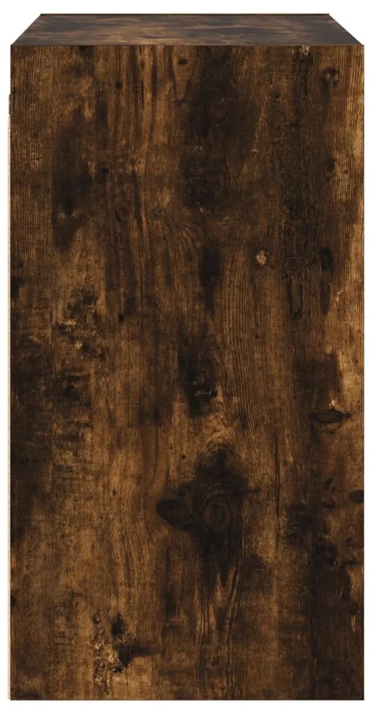 Armário de parede c/ portas vidro 68x37x68,5 cm carvalho fumado