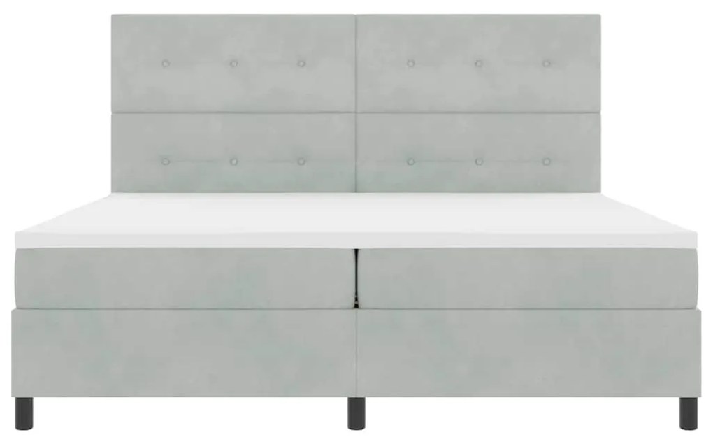 Cama Box com Colchão vidaXL Cinza Claro 200x200 cm Veludo