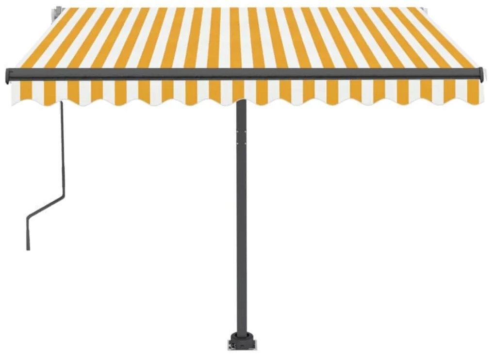 Toldo retrátil manual independente 350x250 cm amarelo e branco