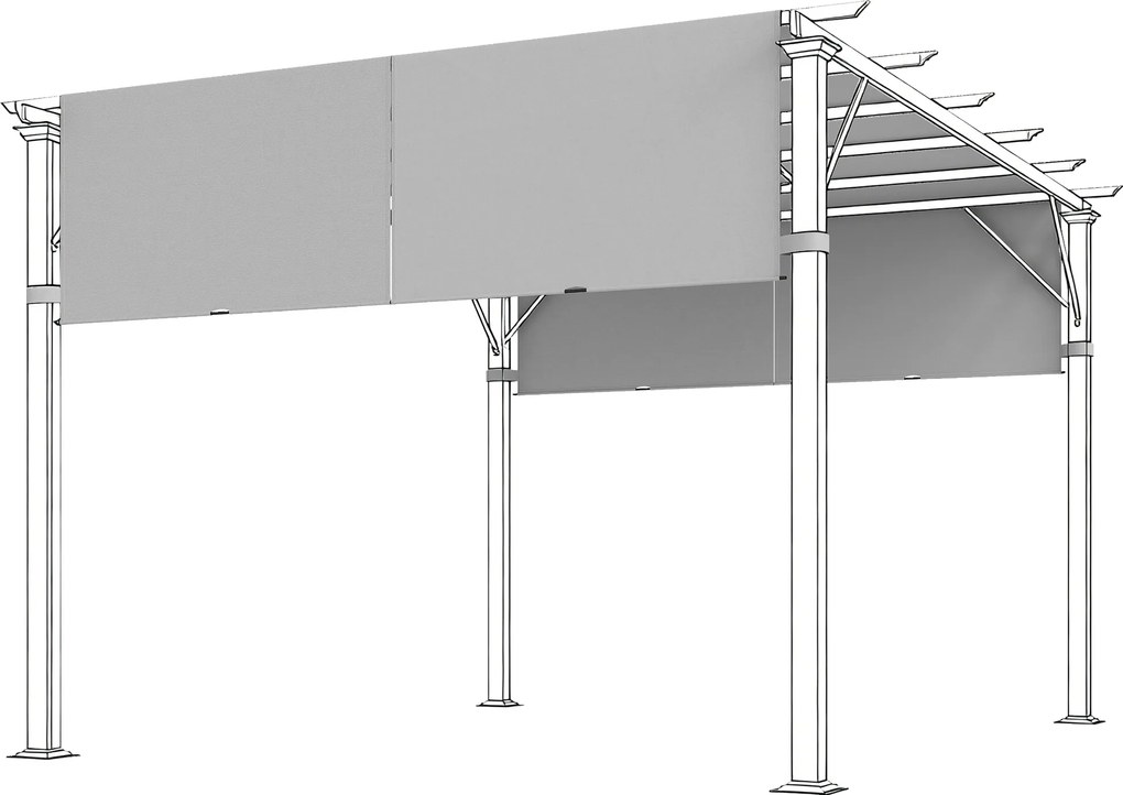 Outsunny Pack de 2 lonas de reposição retráteis para pérgola 4,9 x 1,2 m para pérgola de 3 x 3 m poliéster proteção UV cinza claro | Aosom Portugal