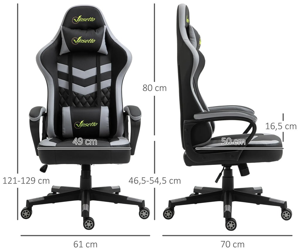 Vinsetto Cadeira Gaming Cadeira de Escritório Ergonómica com Altura Re