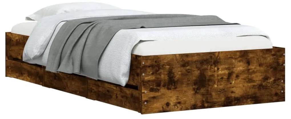 Estrutura de cama c/ gavetas derivados madeira carvalho fumado