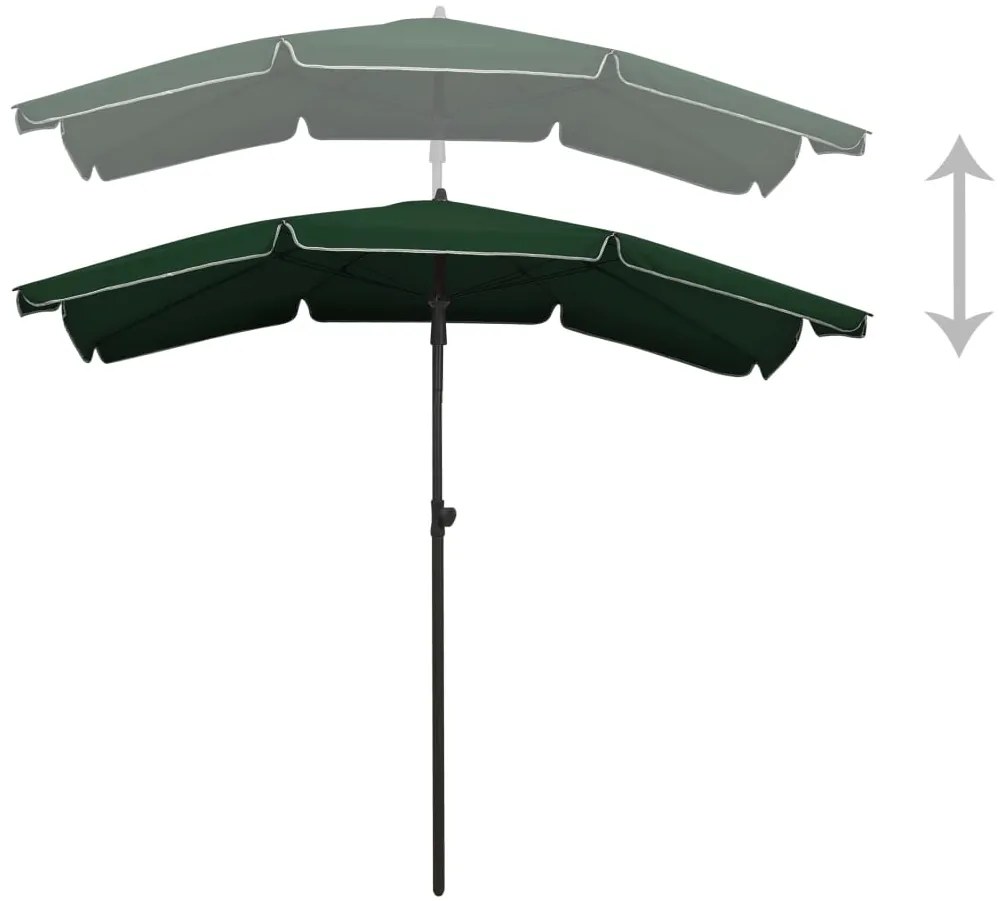 Guarda-sol de jardim com poste 200x130 cm verde
