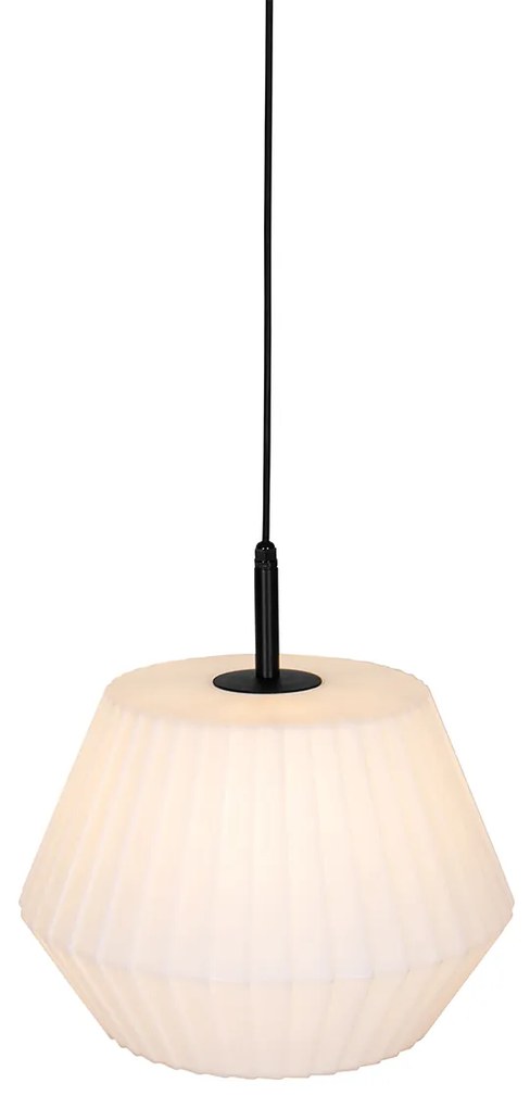 Candeeiro de suspensão exterior moderno preto com cúpula branca 45,6 cm IP44 - Robbert