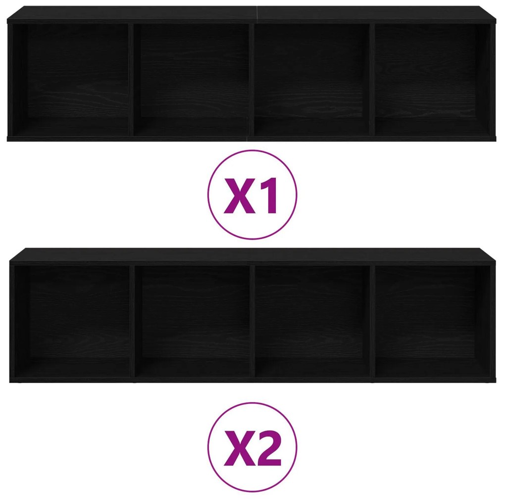 Estantes 3 pcs Carvalho Preto 36x30x143 cm Madeira engenheirada