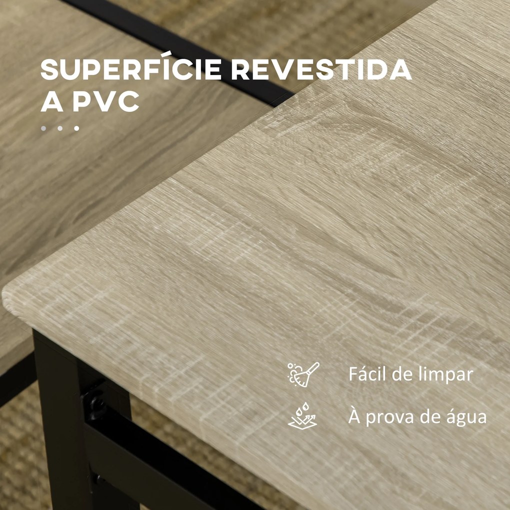 Conjunto de Mesa e Cadeiras de Refeição Mesa de Cozinha Retangular com 4 Cadeiras Estilo Moderno Carvalho e Preto