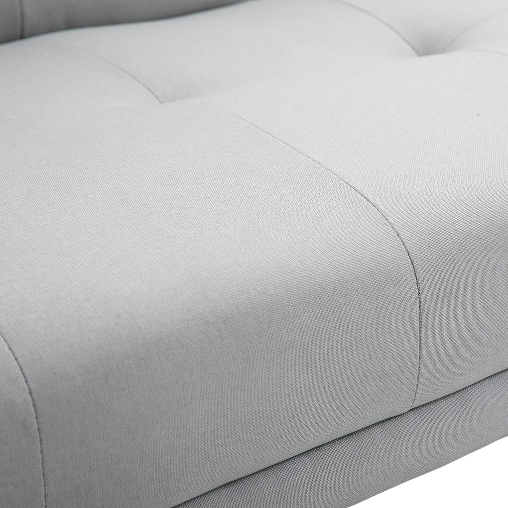 Sofá Cama 3 Lugares com Encosto Ajustável Apoio para os Braços Desmontável e 2 Suportes para Copos 181x77x78 cm Cinza Claro