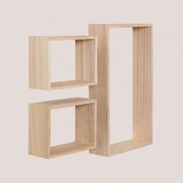 Conjunto De 3 Prateleiras De Parede Em Madeira Ayale Natural - Sklum