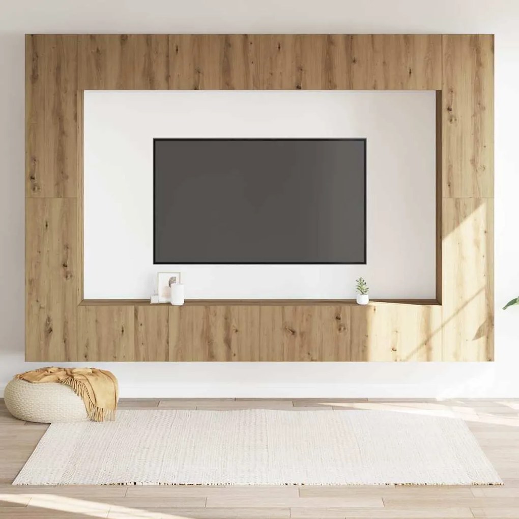 Conjunto de armário TV parede 8 pcs madeira carvalho artisiano