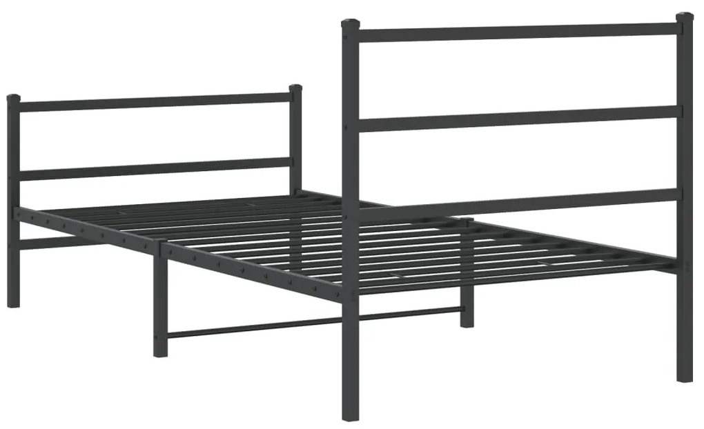 Estrutura de cama com cabeceira e pés 100x190 cm metal preto