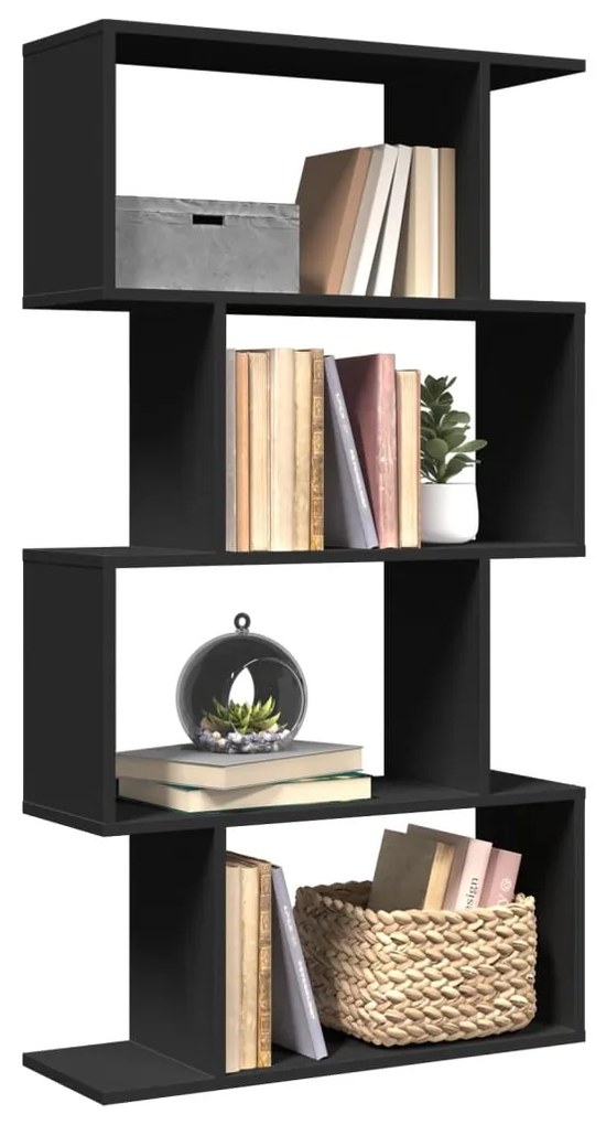 vidaXL Estante divisória 4 níveis 70x24x129 cm derivados madeira preto