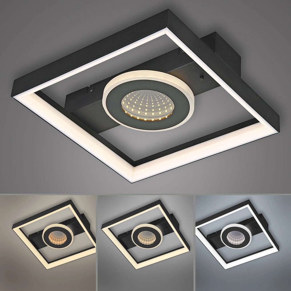 Candeeiro de Teto Design Preto c/ LED Dimmer e Comando - Traforo