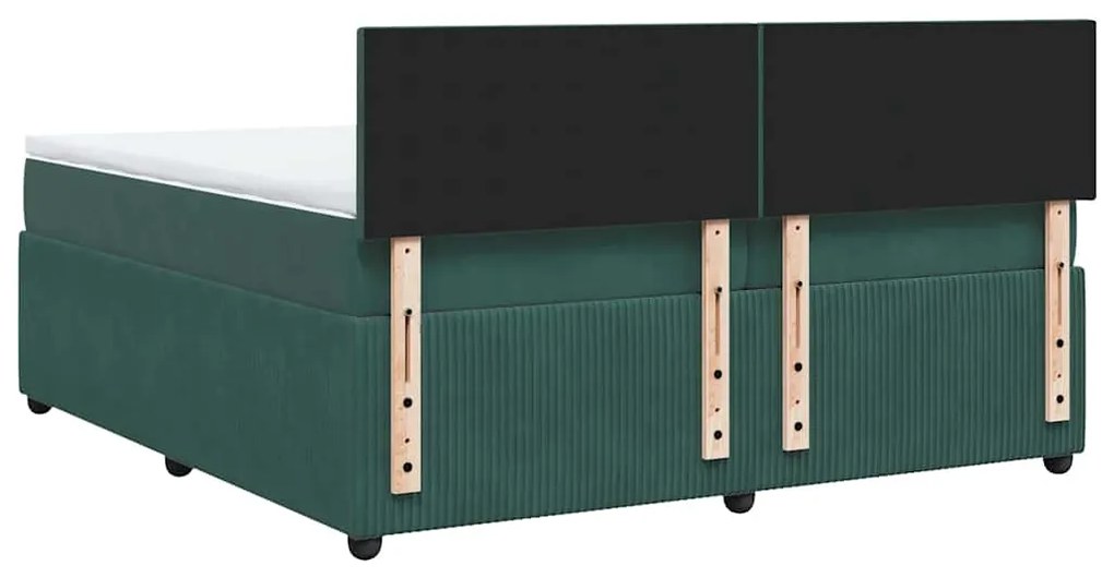 Cama com molas/colchão 200x200 cm veludo verde-escuro