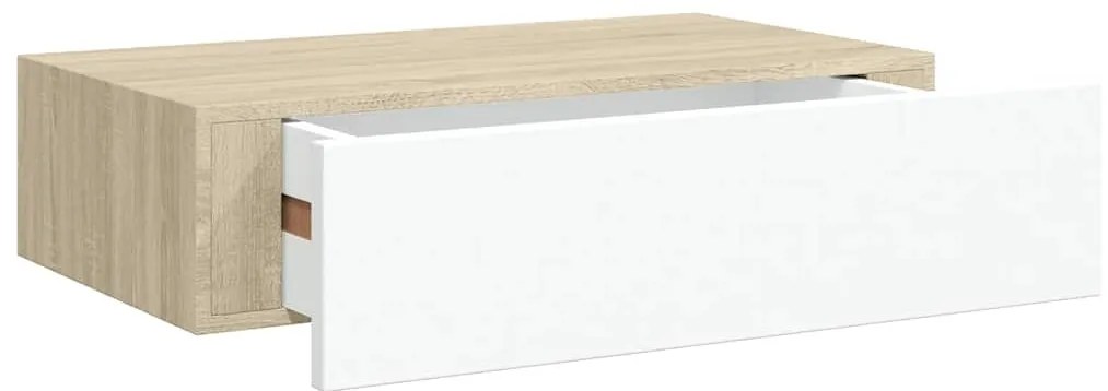 Prateleiras parede + gavetas 2pcs MDF 40x23,5x10cm carv./branco