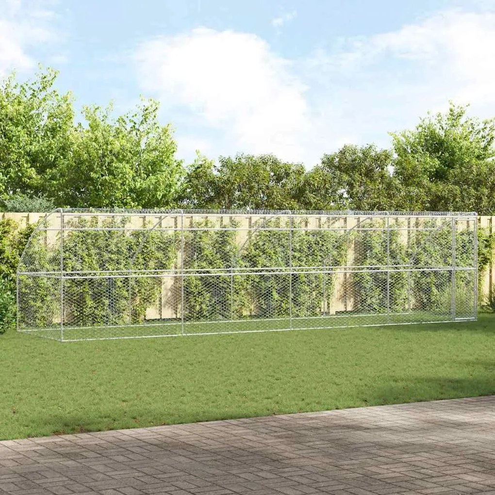 vidaXL Canil de Cachorro 4 pcs Prateado 8 x 2 x 2 m Aço galvanizado