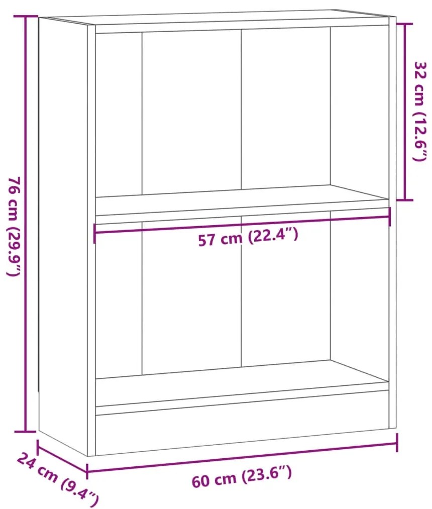 Estante 60x24x76 cm derivados de madeira carvalho artisiano