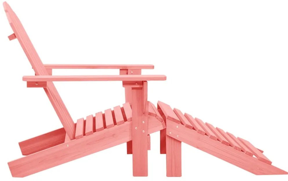 Cadeira Adirondack para jardim com otomano abeto maciço rosa