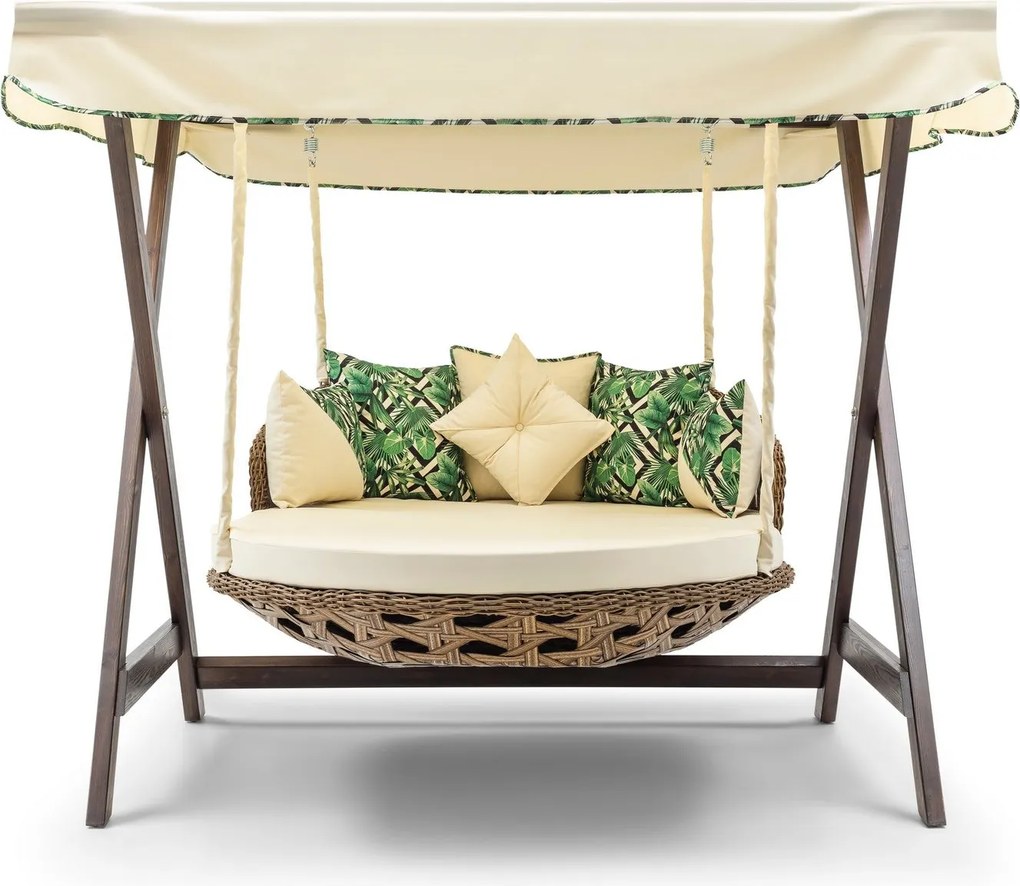 Baloiço Duplo de Jardim Dominic – Madeira de Pinho – Tecido Impermeáve