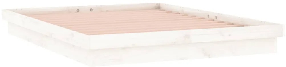 Estrutura de cama c/ LED casal 135x190 cm madeira maciça branco