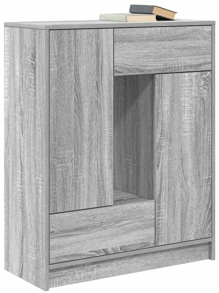 Aparador c/ gavetas e portas 73x31x90 cm sonoma cinzento