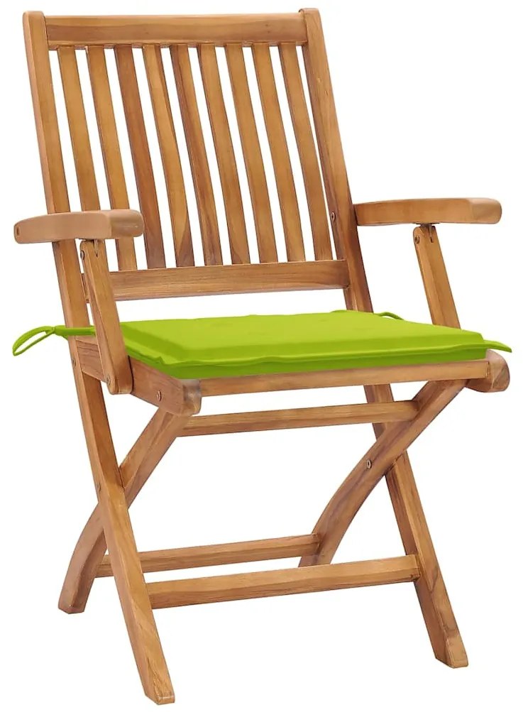 Cadeiras de jardim dobráveis c/ almofadões 4 pcs teca maciça