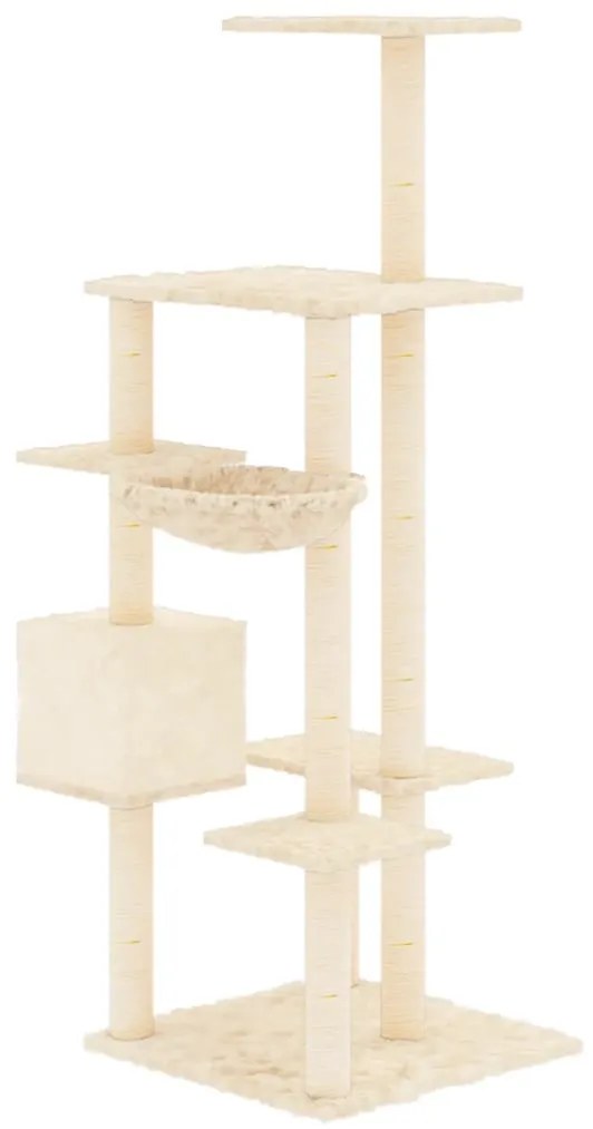 Árvore para gatos c/ postes arranhadores sisal 142 cm cor creme