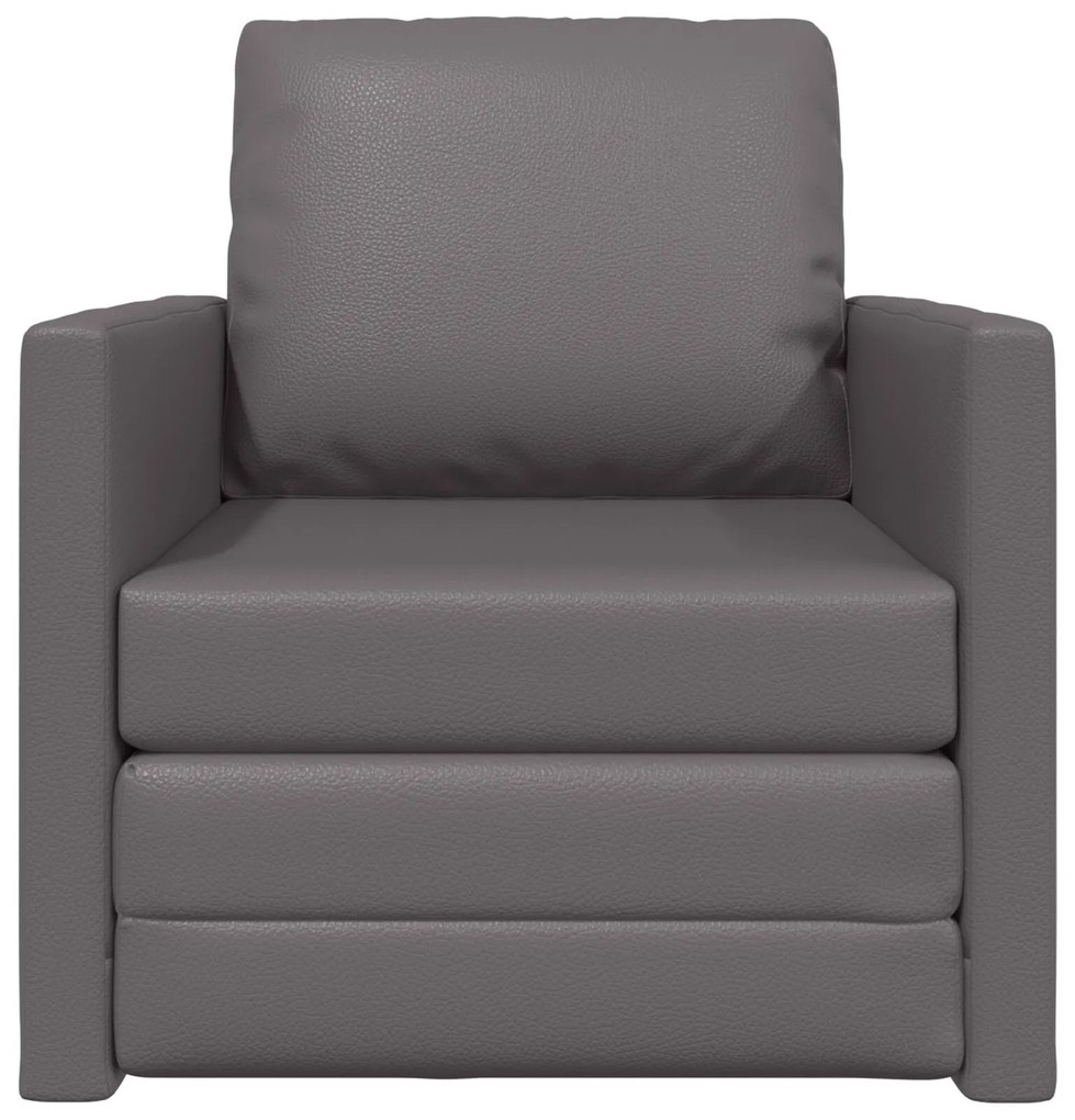 Sofá-Cama 2-em-1 Cinza 74x77x81 cm Pele Sintética