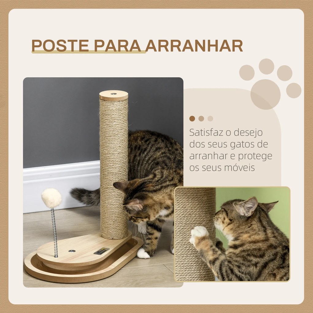 Arranhador para Gatos 40 cm Torre para Gatos com Poste de Arranhar Bola com Mola e Bolas na Base 35x23x40 cm Carvalho