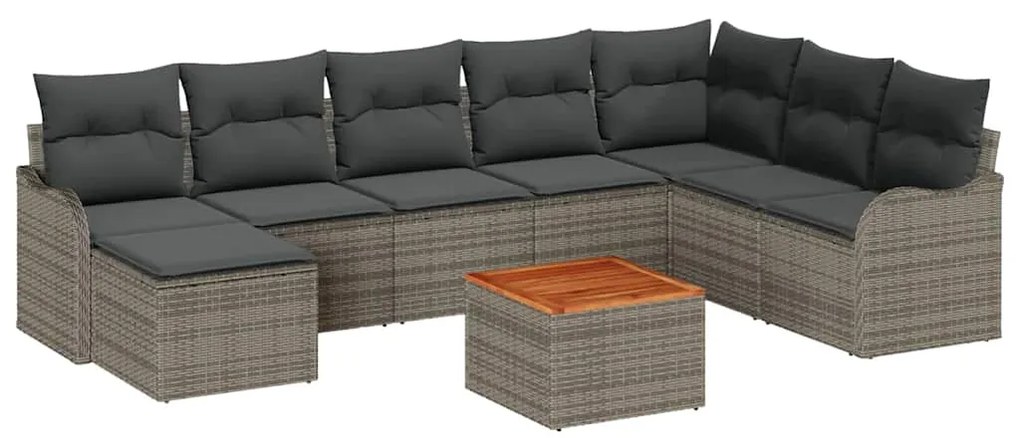 Conjunto de Sofá de Jardim com 9 Peças da com Almofadas em Polirattan