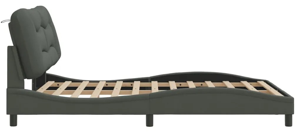 Estrutura de cama sem colchão 140x200 cm tecido cinzento-escuro