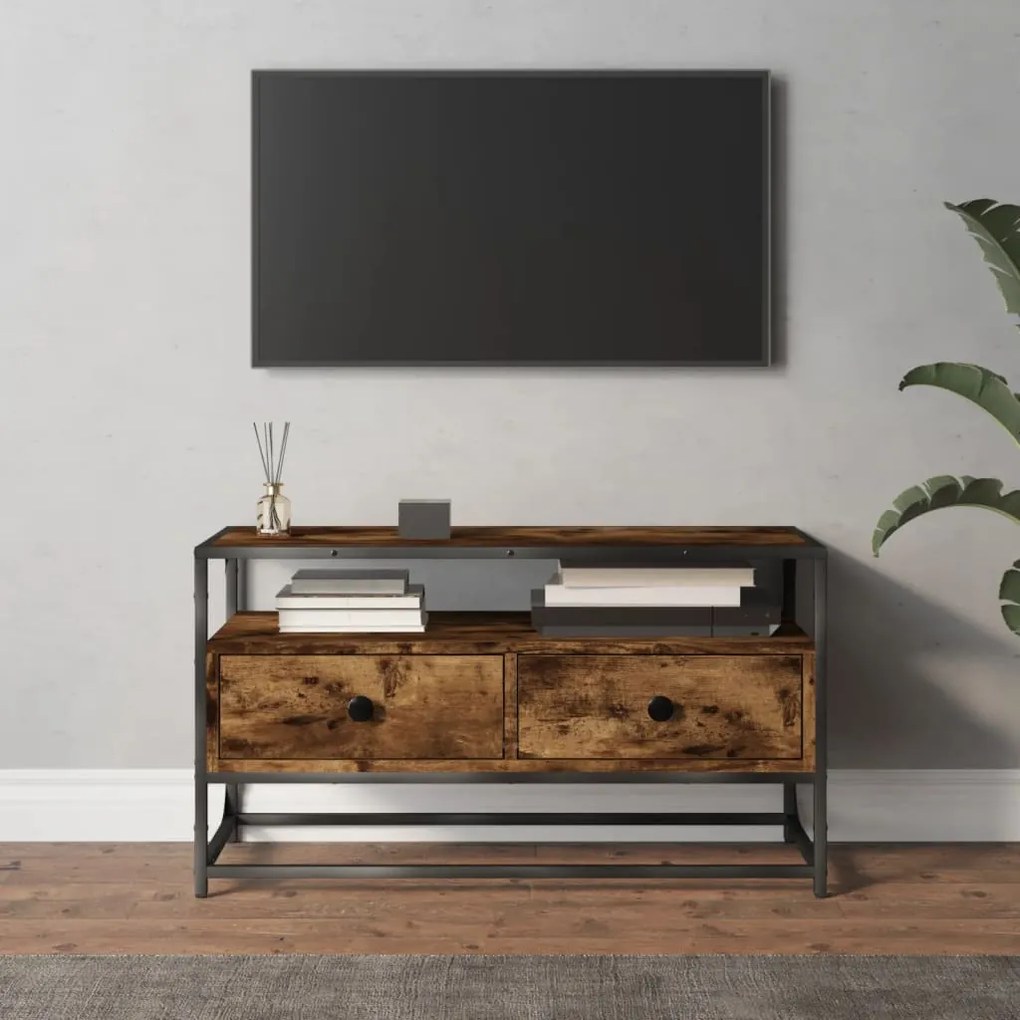 vidaXL Móvel de TV 80x35x45 cm derivados de madeira carvalho fumado